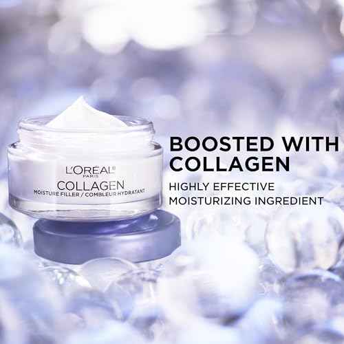 L'Oreal Paris Collagen Moisture Filler Face Cream, Anti-Aging Face Moisturizer, Non-Greasy Skin Care Formula For Up to 48HR Hydration, 3.4 Oz