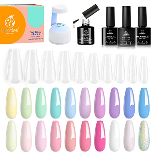beetles Gel Polish Nail Set 20 Colors Dreamy Town Collection and Gel Nail Kit Easy Nail Extension Set