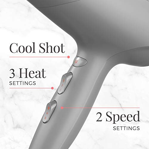 Remington Damage Protection Hair Dryer with Ceramic Ionic Tourmaline Technology, Grey, Diffuser and Concentrator, 3 Piece Set
