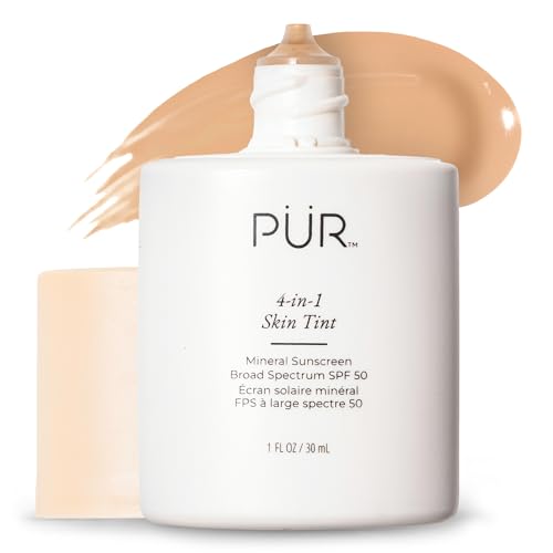P?R MINERALS Tinted Sunscreen for Face, 4-in-1 Skin Tint - Broad Spectrum Mineral Sunscreen, SPF 50 - Tinted Facial Moisturizer, Primer & Foundation for Sun Protection - Lightweight, Buildable