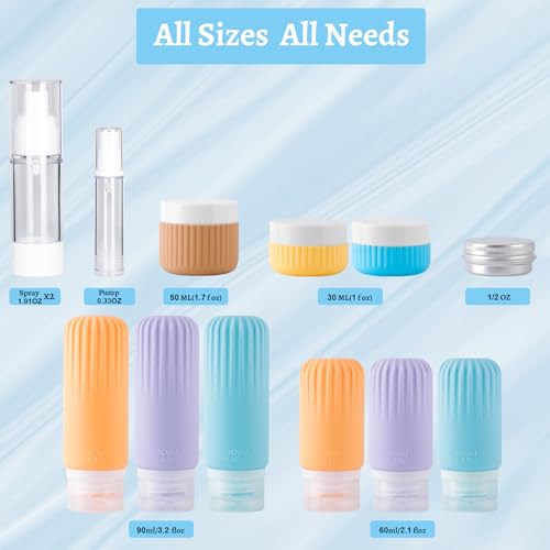 Silicone Travel Bottle Kit, 25-Piece TSA Approved Toiletry Set