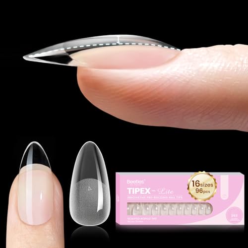 Beetles Tipex Lite Instant Apex Nail Tips, Medium Almond, 16 Sizes