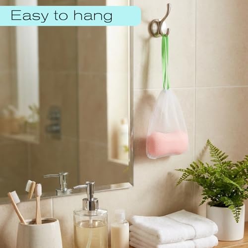 Exfoliating Mesh Soap Pouches Pack of 10 - Gentle Foam Net Bags for Bath & Shower