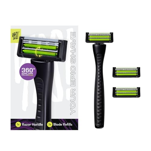 Anti-Clogging Razor Cartridge with Patented Dual Roller System ? Triple Blade, Easy-Rinse Design, 1 Handle 3 Refills ? YES! Your Epic Shave