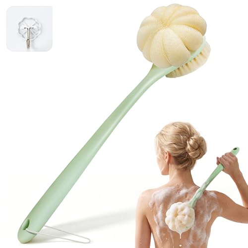 15.7" Back Scrubber Brush with Loofah & Bristles for Shower