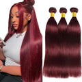 #99J Burgundy Straight Hair Bundles - 32 Inch Brazilian Virgin Hair