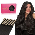 Wennalife Dark Brown Tape-In Human Hair Extensions 20pcs, 18 Inch, 50g - Remy Straight Hair