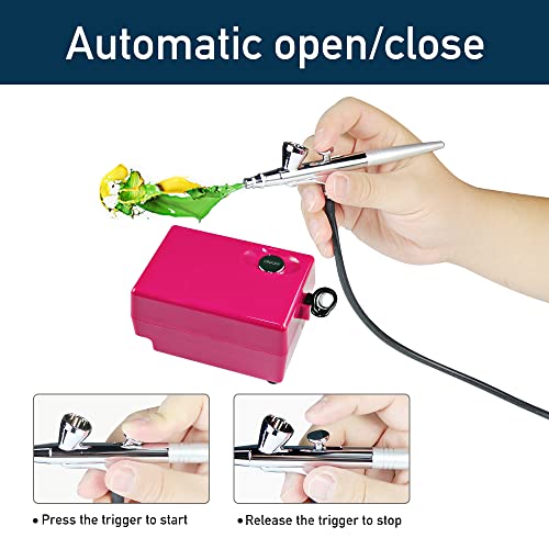 Airbrush Kit with Compressor & 0.4mm Spray Gun - 3 Pressure Levels