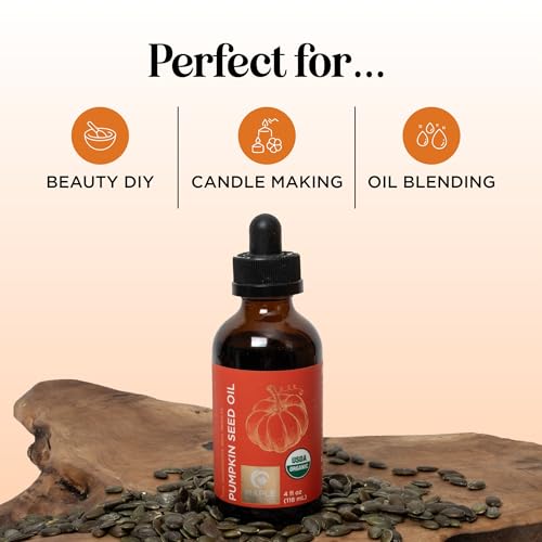 Maple Holistics Organic Pumpkin Seed Oil - 4oz Cold Pressed Hair & Face Oil with USDA Certification - Pure & Unrefined