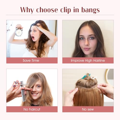 S-noilite Clip-In Bangs Human Hair Extensions with Temples