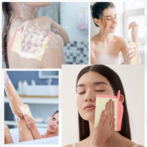 10Pcs Wash Cloths,Exfoliating Body Scrubber,Body Scrubber Exfoliator,Pink Frame Exfoliating Washcloth,Face Cloths for Washing Face,Loofah Exfoliating Body Scrubber,Wash Rags for Body,Exfoliating Towel