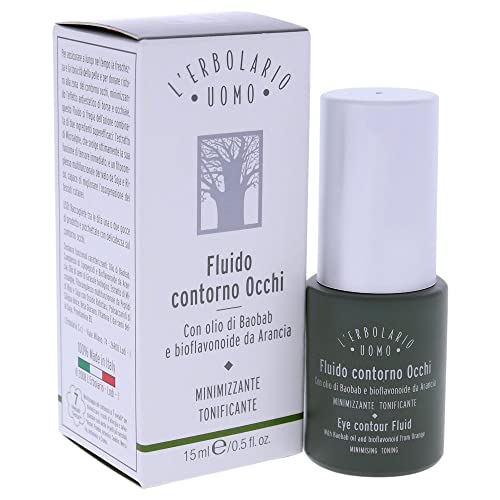 L'Erbolario Baobab And Green Coffee Eye Contour Fluid - Provides Long-Lasting Freshness And Tone To Skin - Minimizes Sagging And Dark Circles - Fast-Acting Face Serum - Plant Powered Skincare - 0.5 Oz