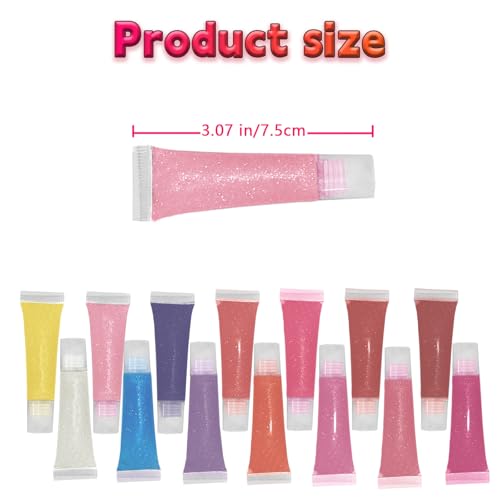 Kids Lip Gloss Set, 14 Shimmer Colors, Non-Toxic, Fruit Scented