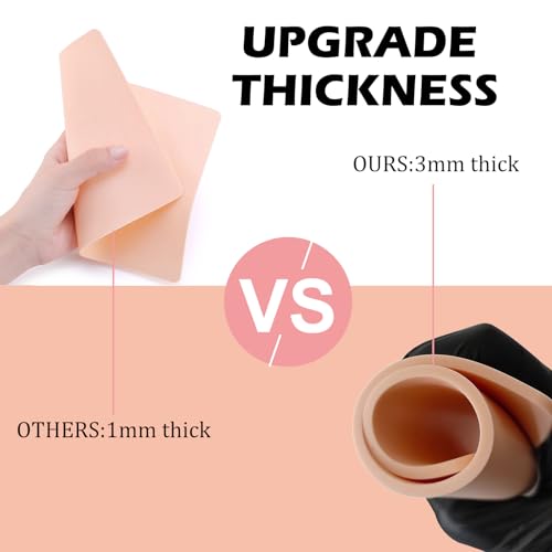 10Pcs 3MM Tattoo Practice Skin - Double-Sided Thick Silicone Sheets for Tattoo Artists