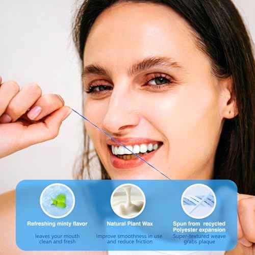 Woven Dental Floss, Expandable Waxed Dental Floss for Gentle,Oral Care Whitening Dental Floss,Plaque Remover for Teeth, Kid-Friendly String Floss,Mint,10 Spools (30 yd Each)