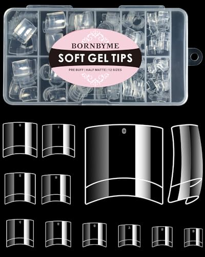 BORNBYME 120 PCS Half Cover Short Square French Nail Tips