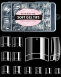 BORNBYME 120 PCS Half Cover Short Square French Nail Tips