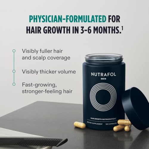 Nutrafol Men's Hair Growth Supplement and Hair Serum, Clinically Tested for Visibly Thicker and Stronger Hair - 1 Month Supply, 1.7 Fl Oz Bottle