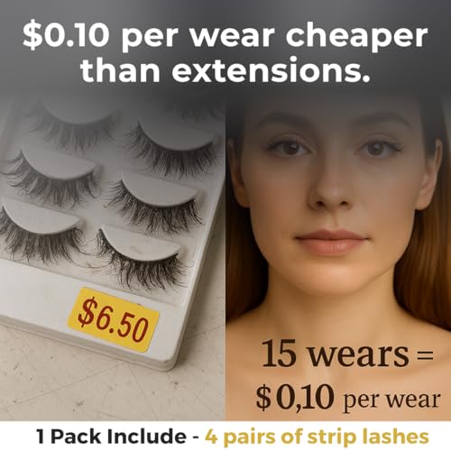 False Eyelashes 3D08 - Lightweight Reusable Lashes, 15+ Wears