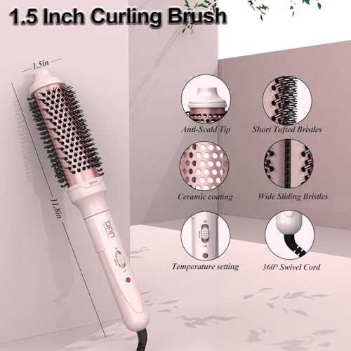 1.5 Inch Heated Round Brush, Dual PTC Ceramic Curling Brush