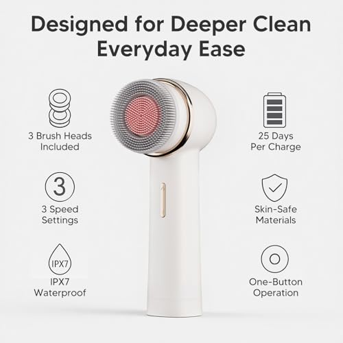 Bidirectional Rotation Facial Cleansing Brush for Women,Rechargeable Waterproof Face Exfoliator Brush for Deep Cleansing,Women Mom Her Easter Gifts