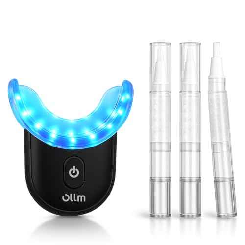 Teeth Whitening Kit for Sensitive Tooth: 35% Carbamide Peroxide White Gel Pens LED Light Whitener with Dental Mouth Trays Professional Bright Brace Oral Care Product System for Home Work(Black)