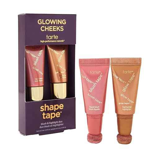 tarte glowing cheeks blush tape & glow tape duo ? Buildable Cream Blush & Illuminating Highlighter with Lightweight Mineral Pigments & Shea Butter for Hydrating Radiant Glow, Vegan & Cruelty Free