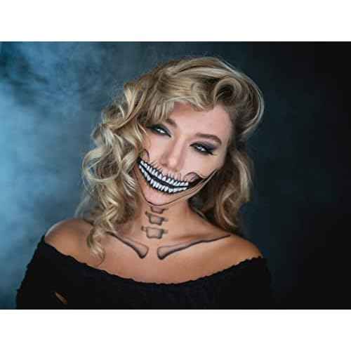 2 x Classic Skull Temporary Tattoo Halloween Costume for Men and Women, Adult, Face Sticker