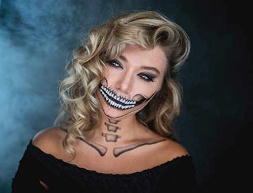 2 Pack Classic Skull Temporary Tattoos - Water-Resistant Face Stickers