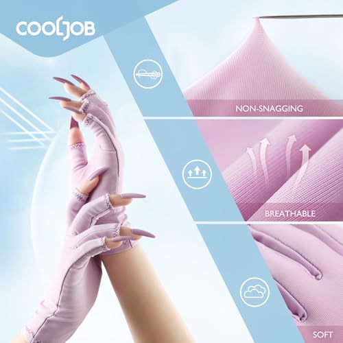 COOLJOB Anti-UV Gloves for Nail Lamp - UPF 50+ Fingerless Manicure Gloves