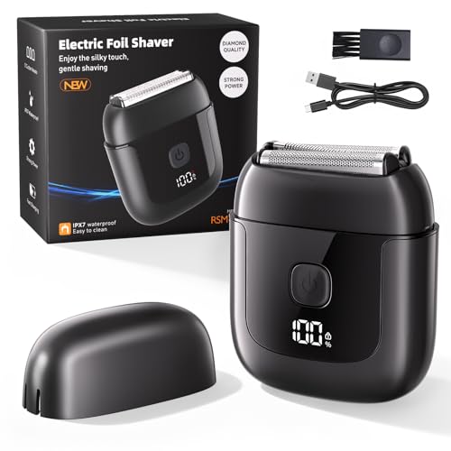 Electric Foil Shavers for Men: Mini Electric Razor with 3 Floating Blades, IPX7 Waterproof Foil Shaver, USB-C Rechargeable Shavers for Men with Travel Lock, Compact Grooming Gift for Home & Travel