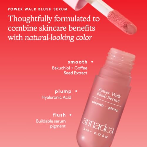 Annadea Soft Step Hydrating Liquid Blush Serum with Bakuchiol & Hyaluronic Acid – Natural Radiant Flush, 5mL