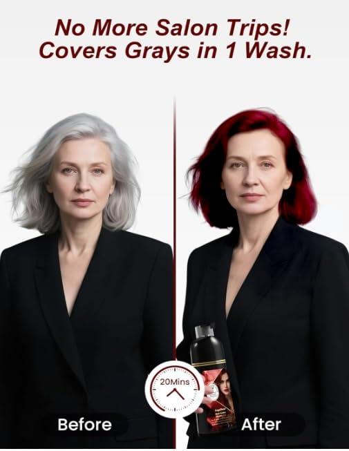 Wine Red Hair Dye Shampoo - 3-in-1 Gray Coverage, 400ML
