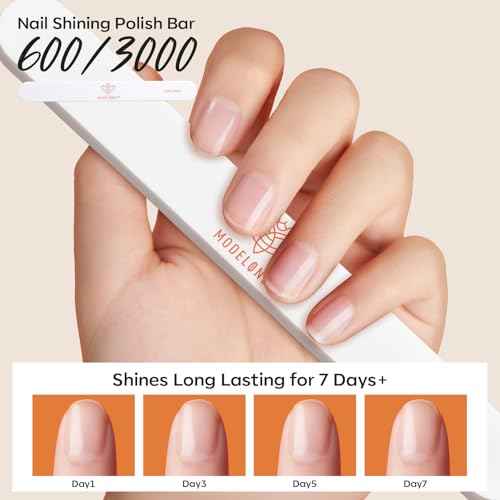 Modelones Nail Files and Nail Buffers Blocks 4 PCS, Double Side Trimed & Shaped Emery Board 100/150/180 Grits 600/3000 Nail Shine Polishing Stick, Reusable Washable Anti-bend Anti-drop Particles White