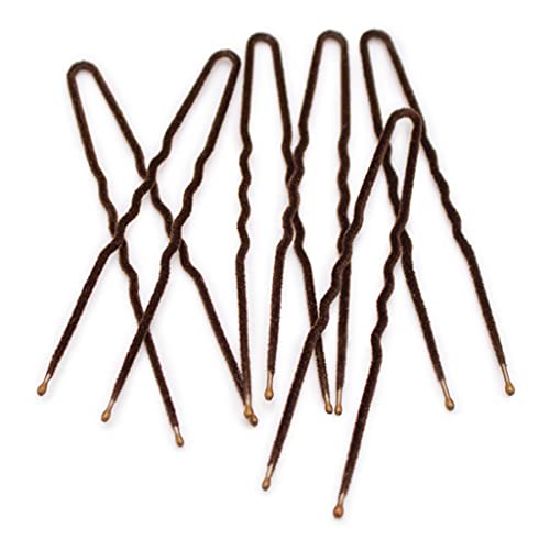 Frenchies French Twist Hair Pin, Ultra Flocked Extra Soft French Hair Pins for Women, Wedding, Updo Extensions, or Wig, 100 Count, Brown, Large (3 inch)
