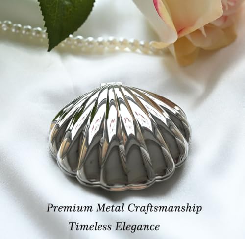 Seashell Compact Mirror - Double-Sided HD Makeup Mirror for Purse