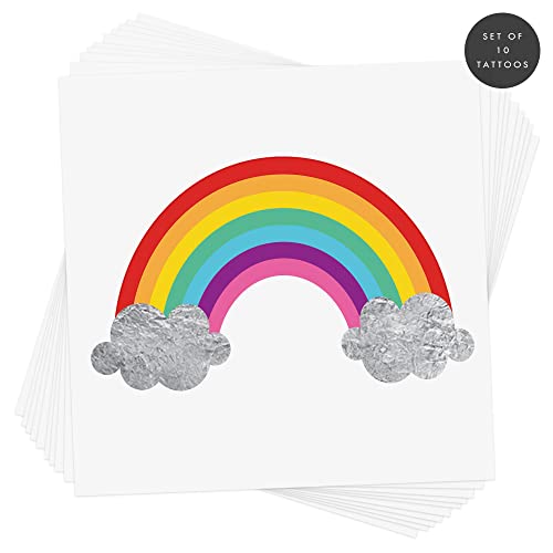 Flash Tattoos Rainbow Mini Temporary Tattoos - 10 Pack