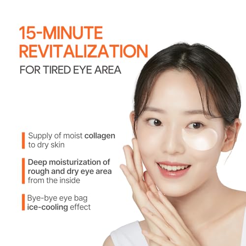 Collagen & CoQ10 Hydrogel Eye Patch 60ea - Collagen Under Eye Mask for Intense Hydration, Skin Elasticity, CoenzymeQ10, Aloe Vera, Green Tea Extract for Puffy Eyes and Dark Circles