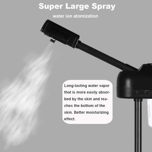 Stand Professional Ozone Facial Steamer with Touch Control, Hot Mist Function, Adjustable Height & Rolling Base, 360¡Æ Rotatable Nozzle, Use for Home, Salon SPA (Black)