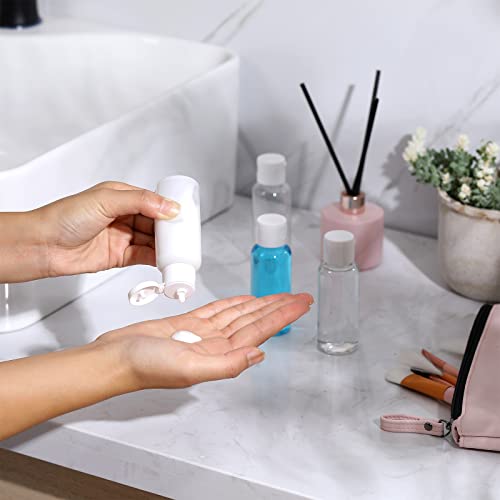 200 Pcs 1.7 oz Travel Bottles for Toiletries Empty Clear Plastic Refillable Small Travel Size Bottles for Liquids with Flip Cap Shampoo Lotion Conditioner Soap Shower