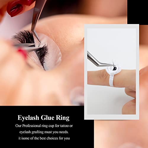 200PCS Disposable Plastic Glue Rings for Eyelash Extensions, used for eyelash extension surgery, nail art glue cups, makeup items required for eyelash extension (white)