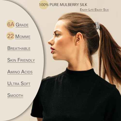 22 Momme 100% Pure Mulberry Silk Scrunchies (4 PCS) - Small Hair Elastics and Ties for Women, Sleep Hair Care, No Damage, Apricot