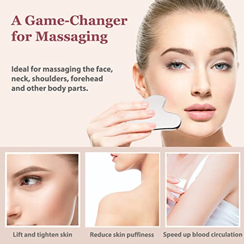 Stainless Steel Gua Sha & Face Roller Set - Facial Massager