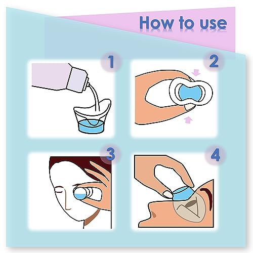 Silicone Eye Wash Cups, Eye Wash Bath for Refresh and Clean Tired Eyes, 4 Pcs Updated Version Pink and Blue with 2 Storage Containers