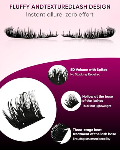 Rocopha Lash Clusters 5D Volume 9-16mm Spiky Dramatic Eyelash Extensions