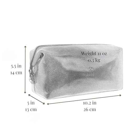 Time Resistance Leather Toiletry Bag Cosmetic Case Italian Classy Dopp Kit