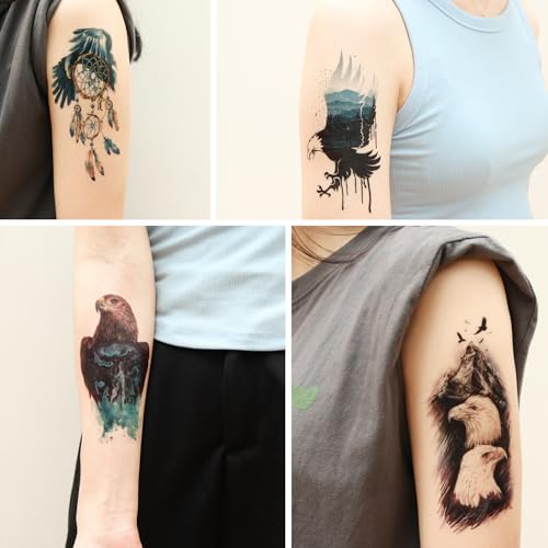 8 Sheet Watercolor Temporary Tattoos for Adults
