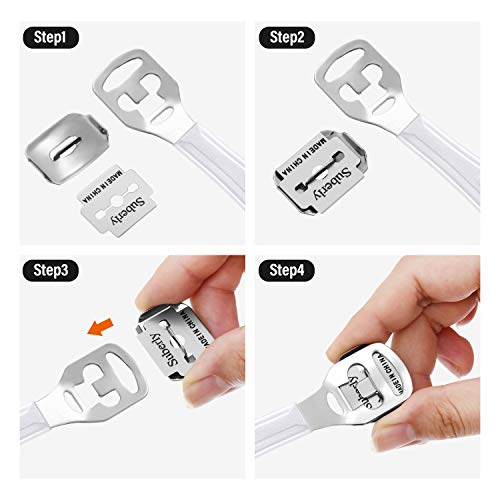 Stainless Steel Callus Shaver & Foot File Set with 50 Blades (52 Pcs)