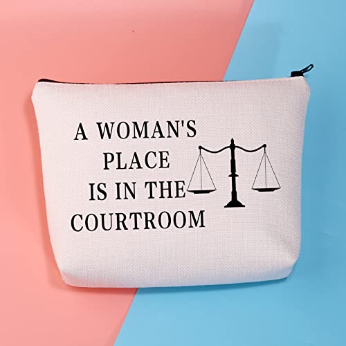 BDPWSS Lawyer Makeup Bag Future Attorney Gifts Legal Balance Gift Law Graduation Gift a Woman's Place Is In The Courtroom Cosmetic Bag (Place In Courtroom)