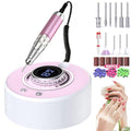 Electric Nail Drill Kit 40000RPM Efile Nail Drill Professional with 12 Drill Bits & 66 Sanding Bands Cordless & Rechargeable Nail Drills for Nails Acrylic Gel Polishing Removing Home/Salon Use-Pink